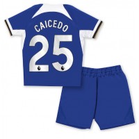 Dres Chelsea Moises Caicedo #25 Domáci pre deti 2023-24 Krátky Rukáv (+ trenírky)